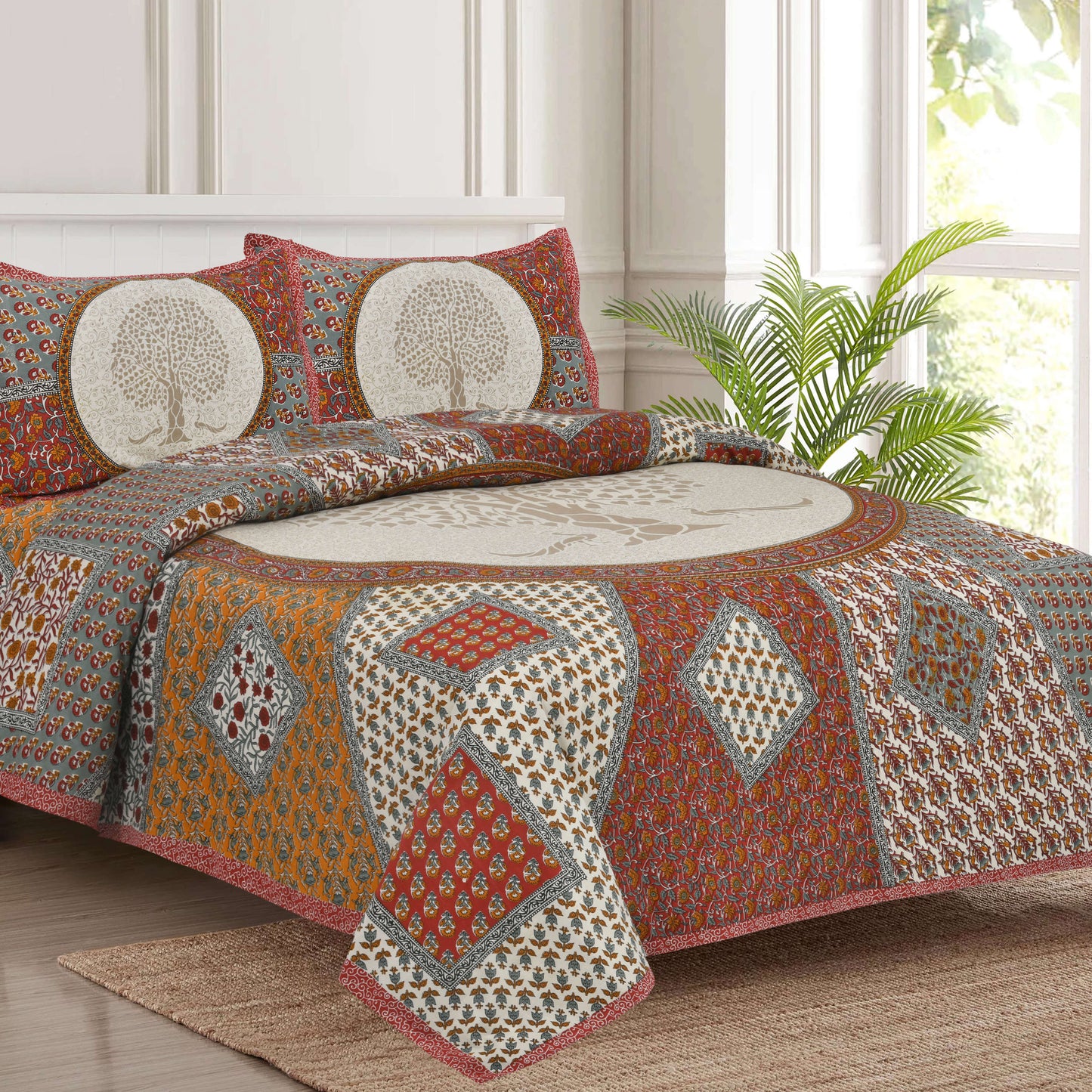 Aangan Patchwork Tree Bedsheet
