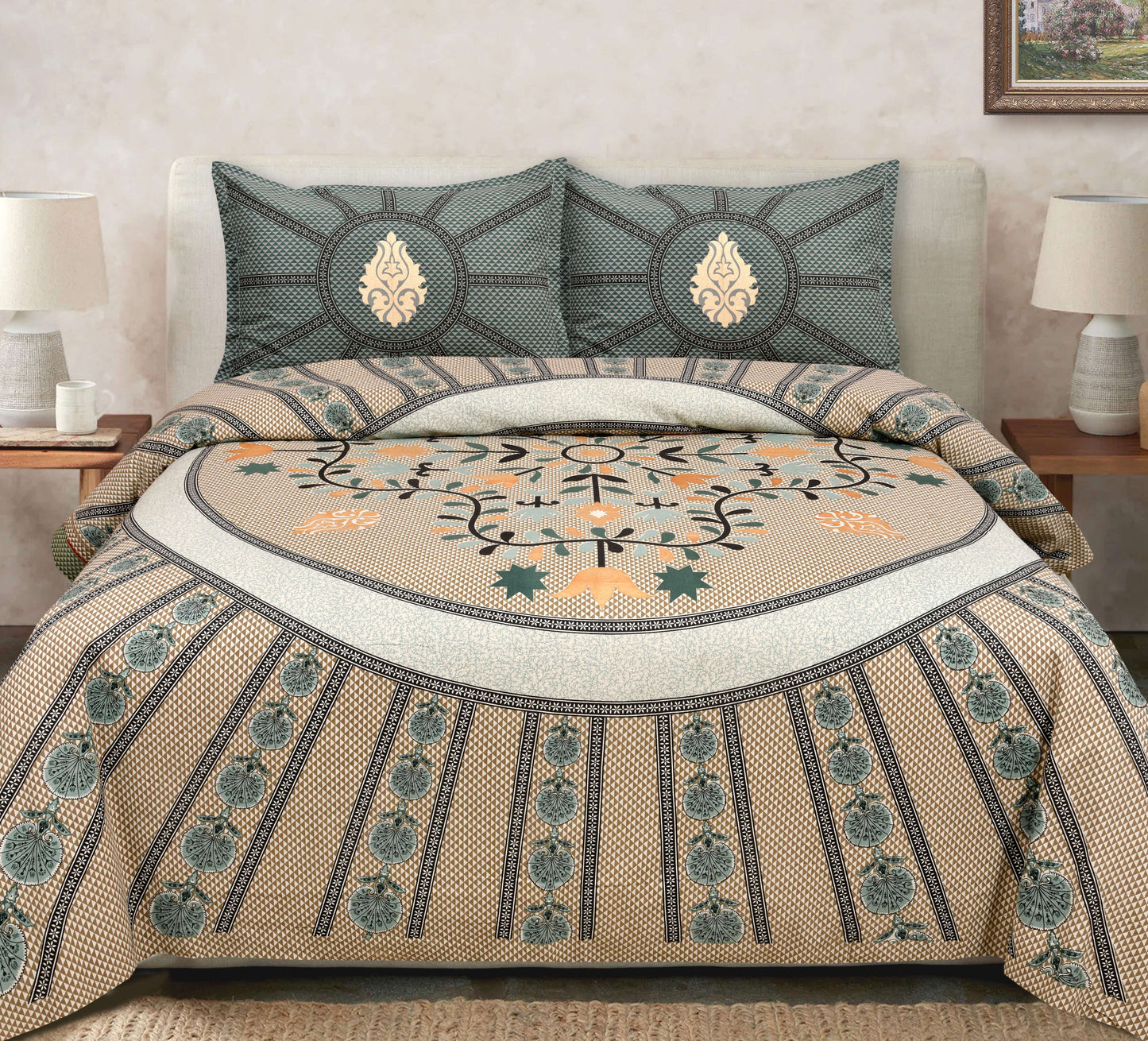 Sand & Sage Mandala Bedsheet